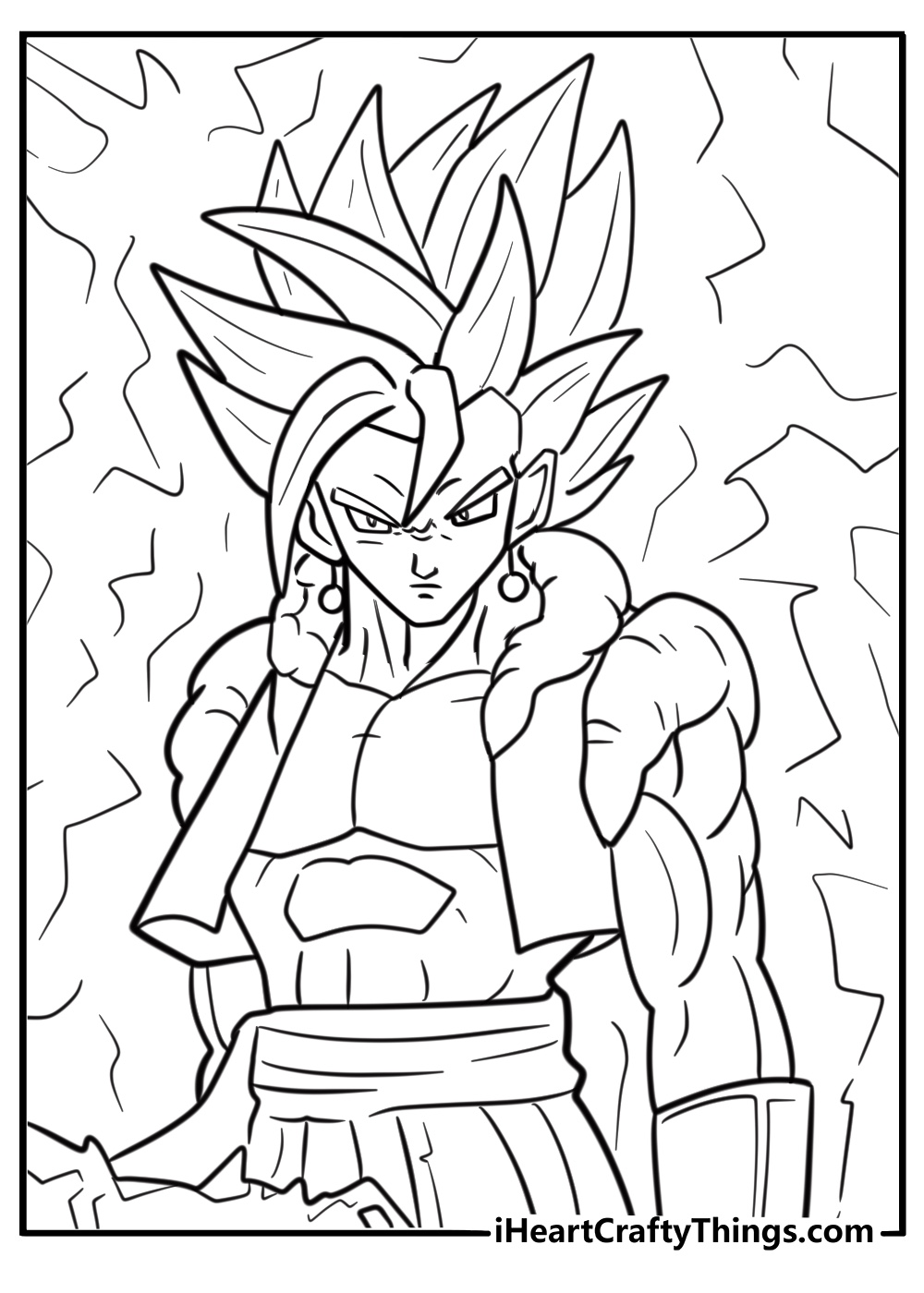Gogeta in fusion stance with aura coloring sheet