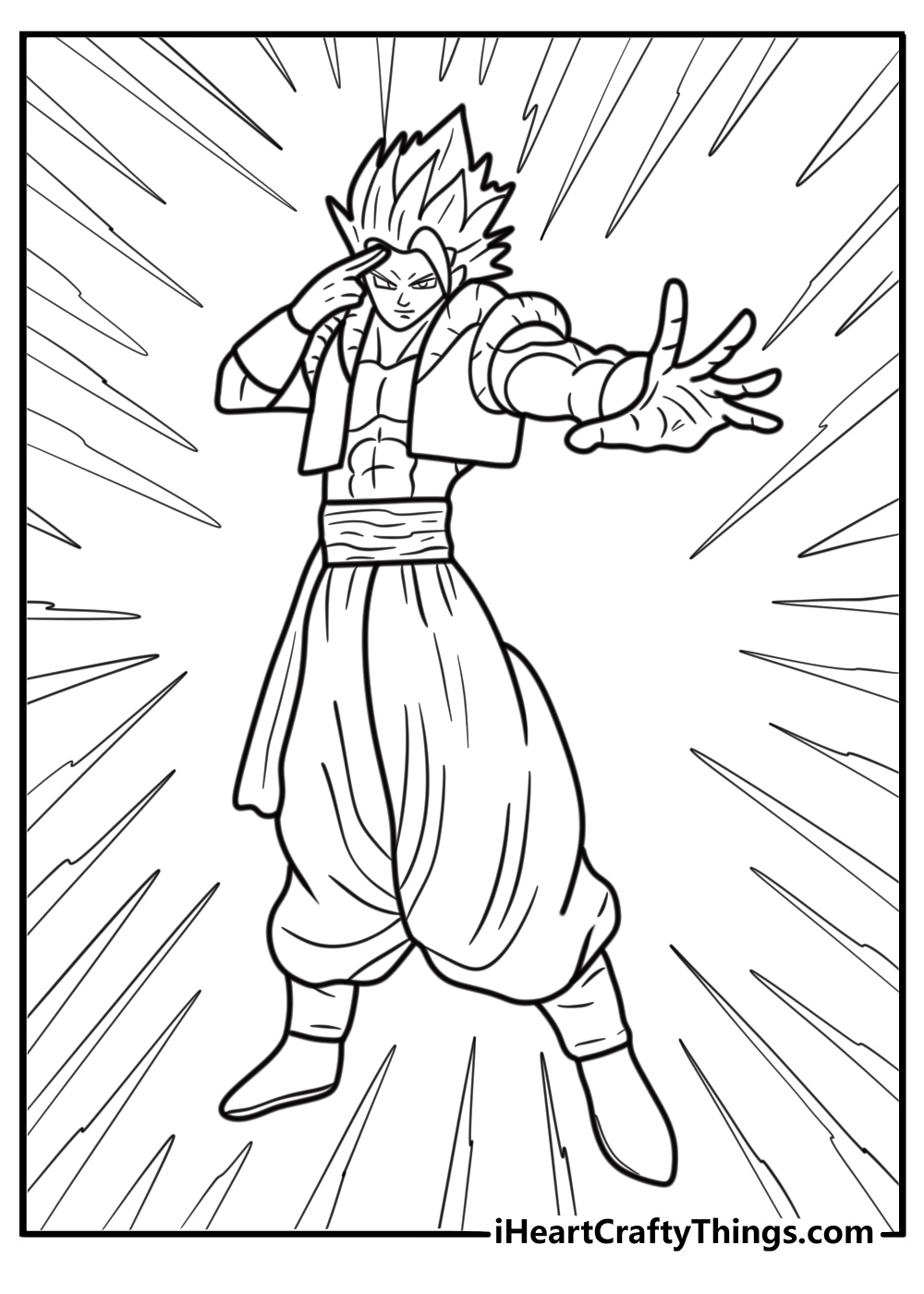 Gogeta in Super Saiyan Blue form coloring sheet