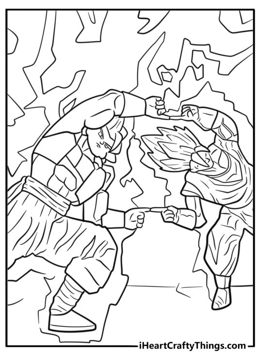 Gogeta mid fusion dance with Vegeta coloring sheet