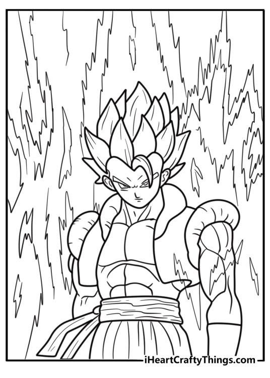 Gogeta Super Saiyan charging energy coloring page