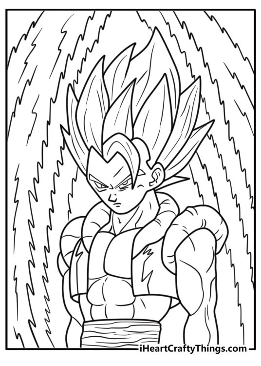 Gogeta with glowing Super Saiyan hair coloring sheet