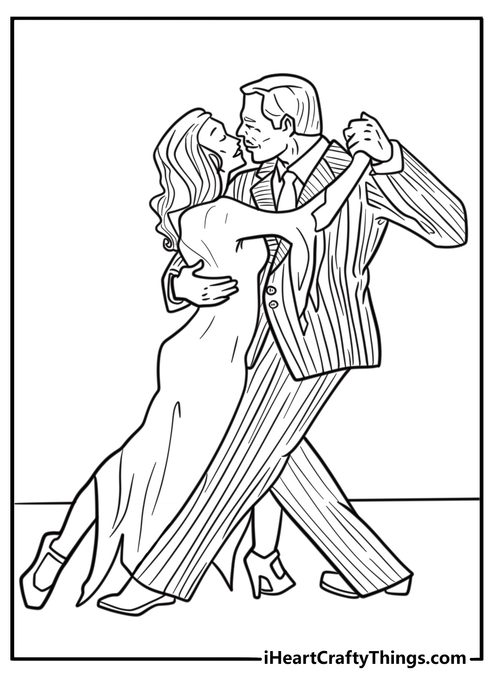 Gomez and Morticia dancing in the moonlight coloring page