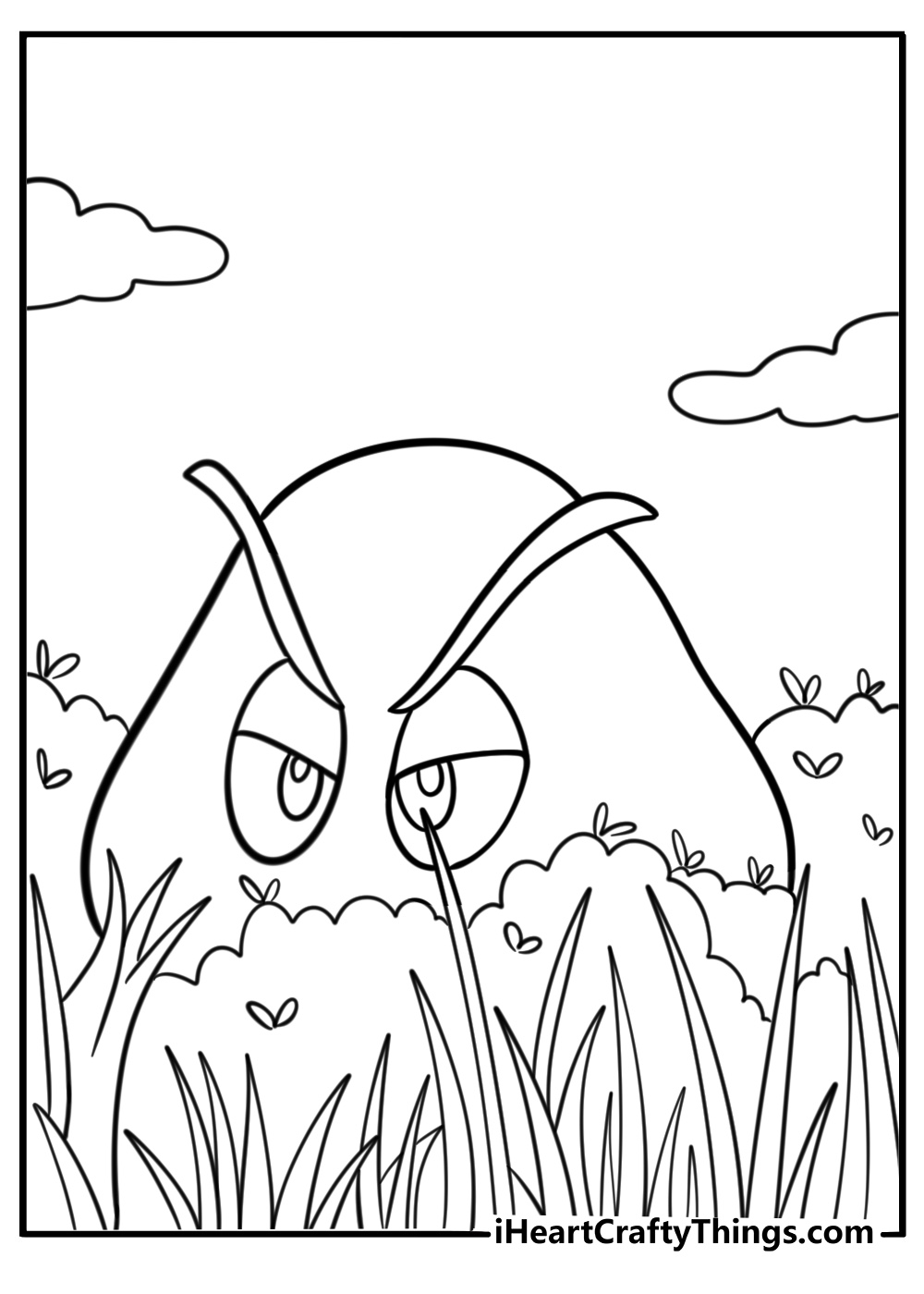 Goomba hiding behind a bush detailed coloring sheet