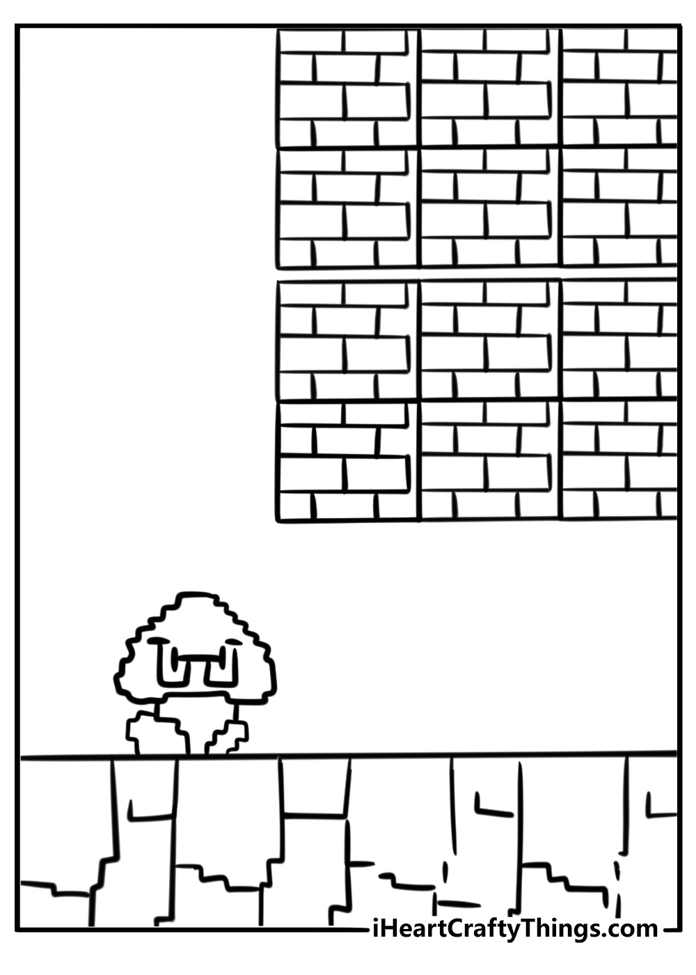 Goomba in a Super Mario underground level printable coloring sheet
