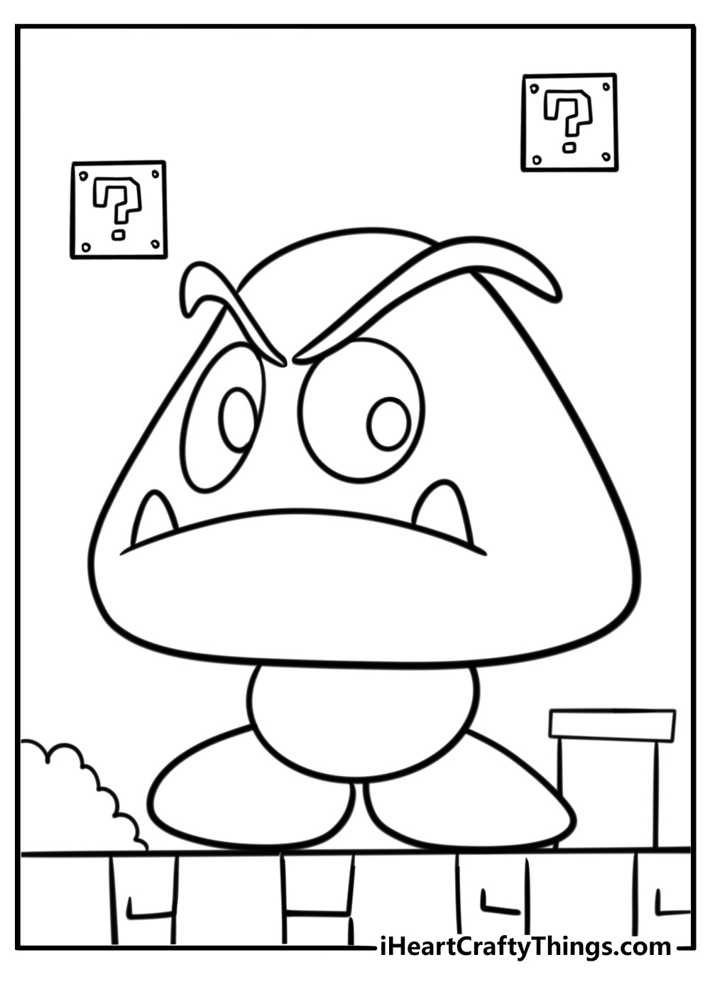 Goomba on a castle bridge coloring page