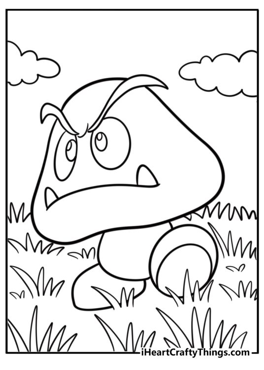 Goomba walking on grass coloring page