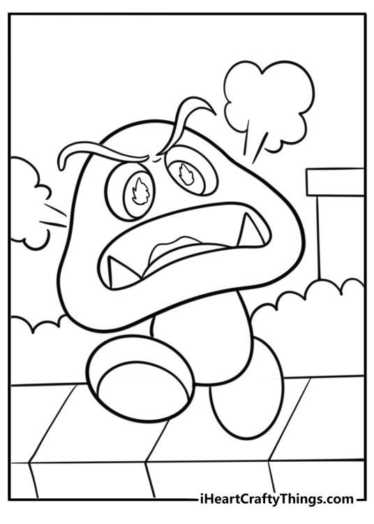 Goomba with angry face coloring sheet