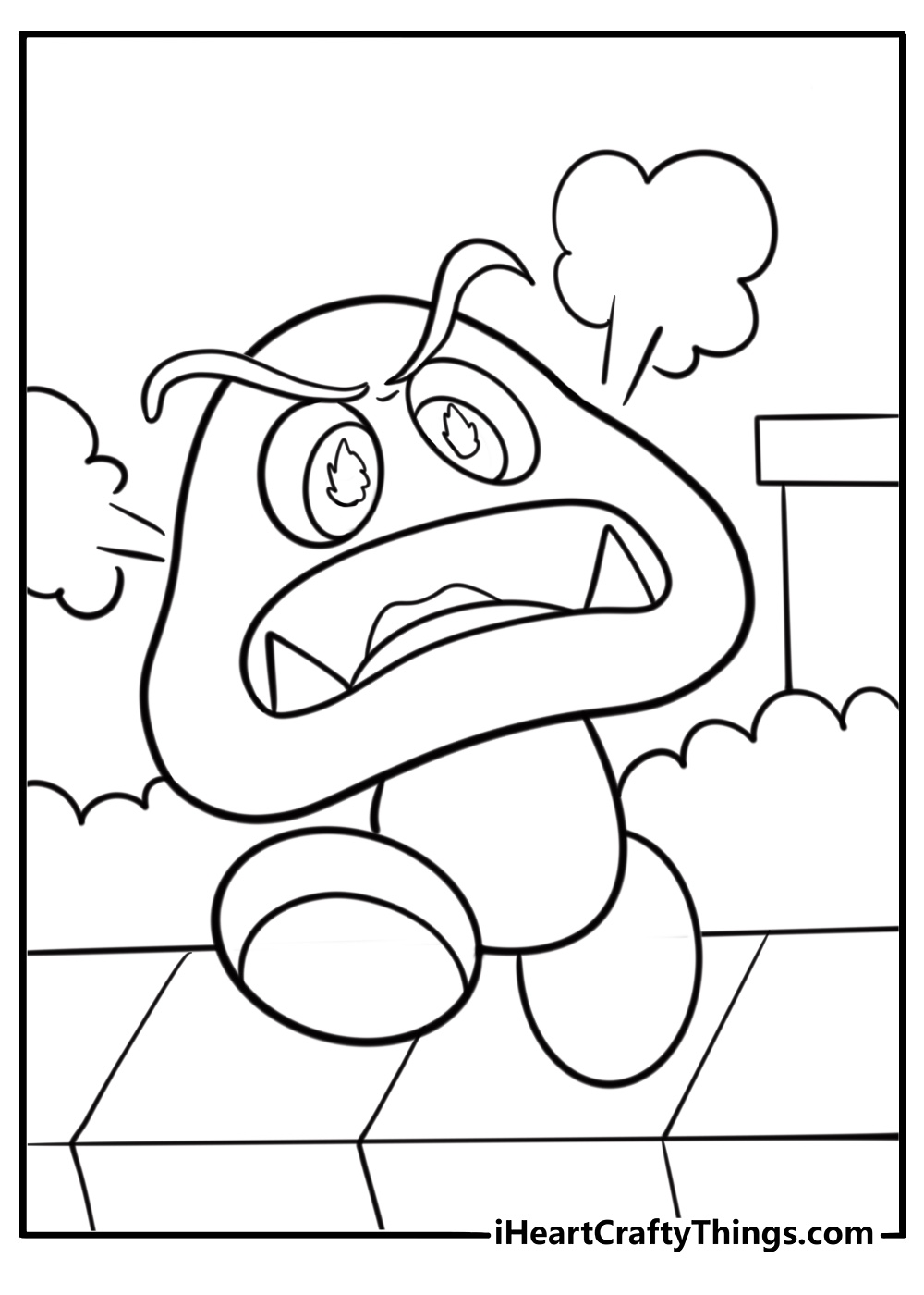 Goomba with angry face coloring sheet