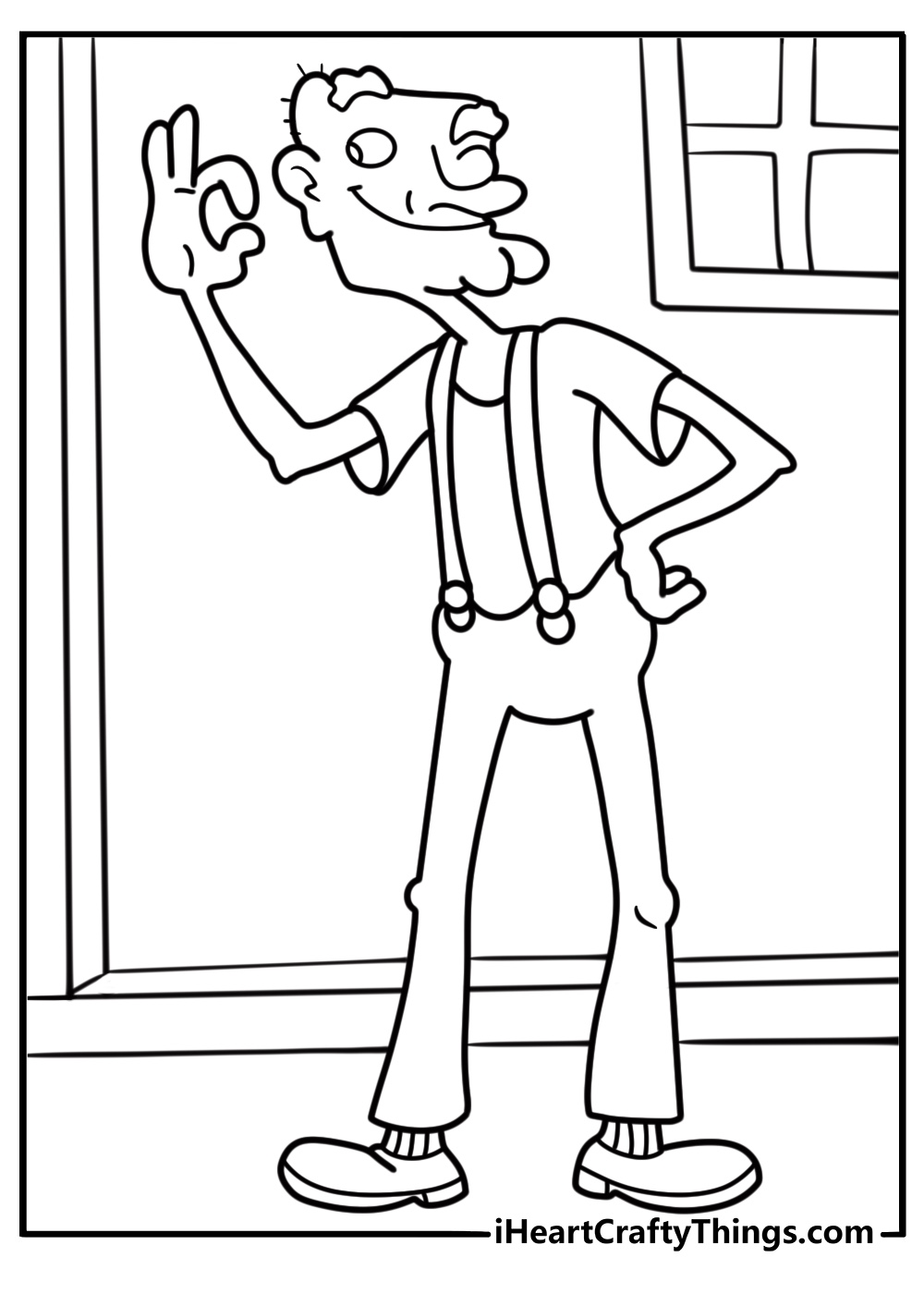 Grandpa Phil telling a story at the boarding house coloring page