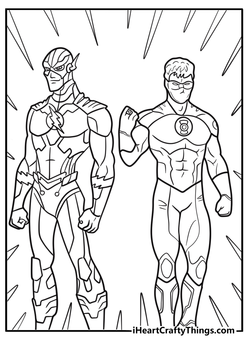 Green Lantern and Flash working together coloring page