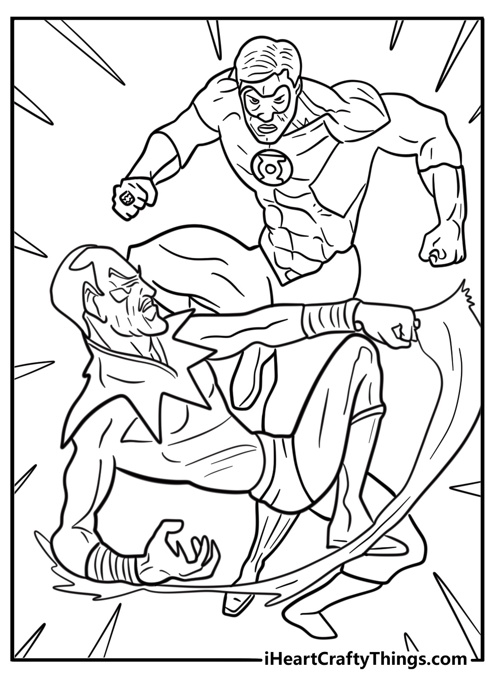 Green Lantern and Sinestro in a battle coloring page