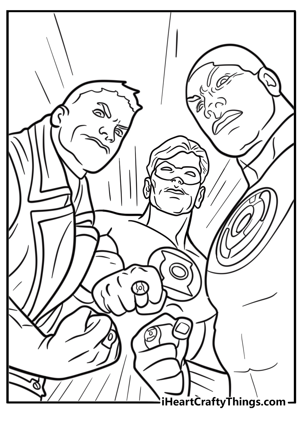 Green Lantern Corps members on Oa coloring page