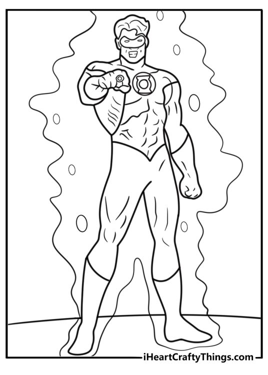 Green Lantern creating a shield with his ring coloring page