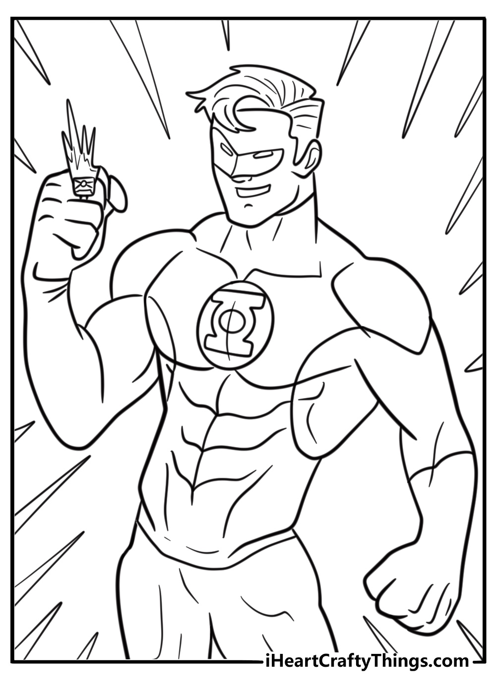 Green Lantern facing a cosmic threat coloring page