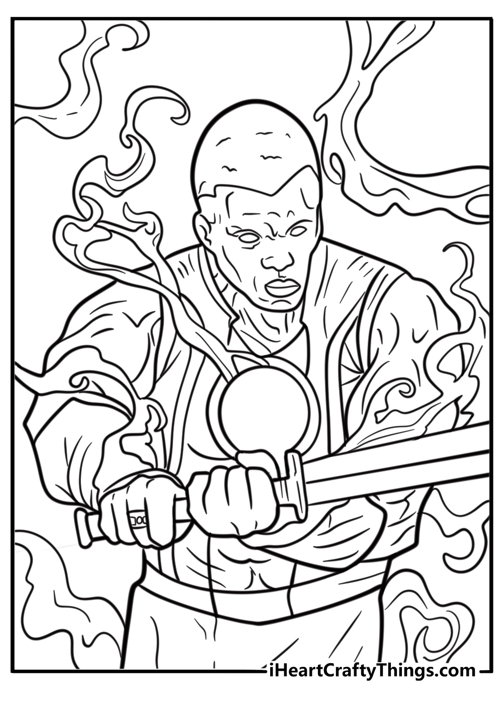 Green Lantern using ring to create a sword coloring page