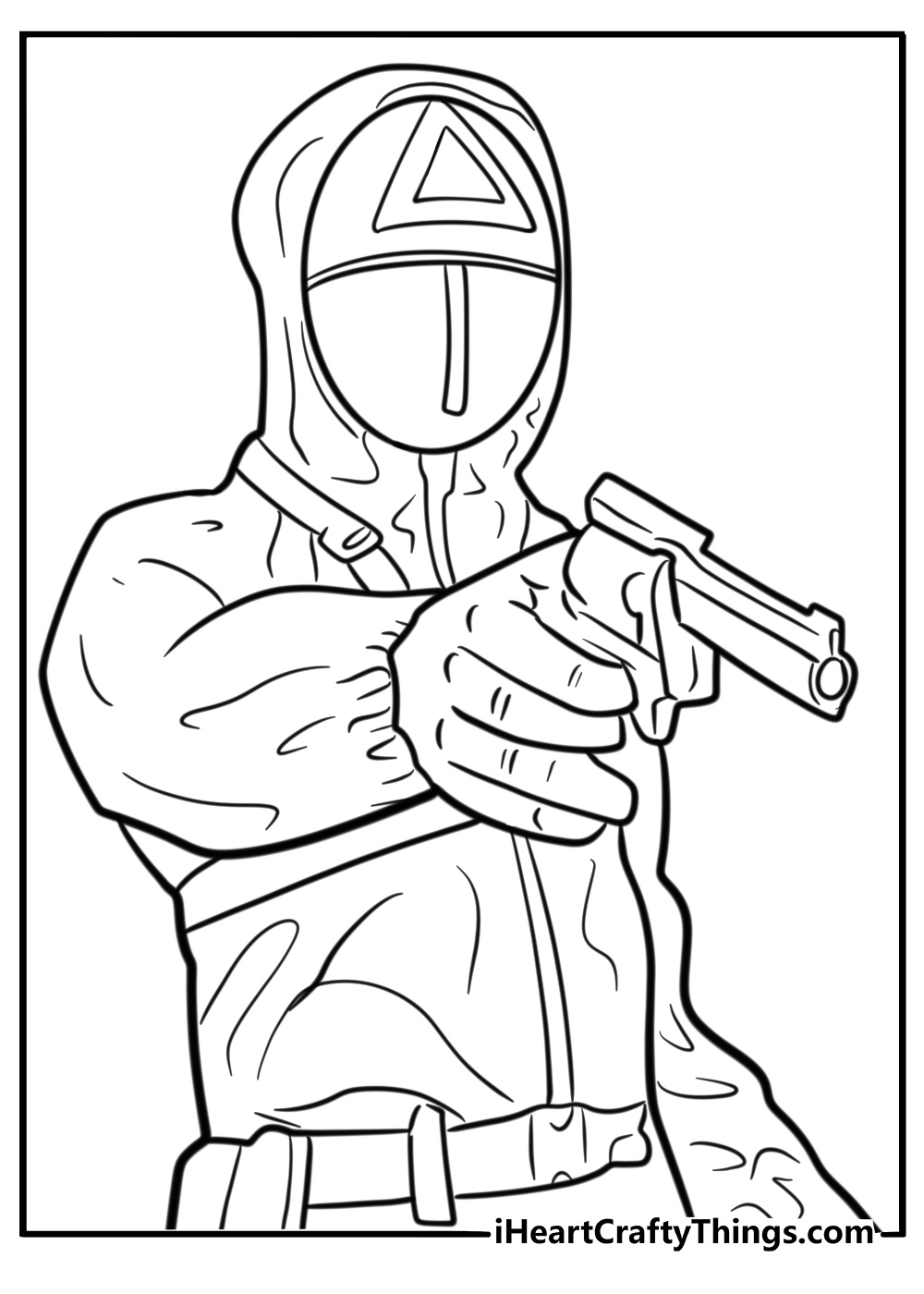 Guard aiming weapon in the arena printable coloring sheet