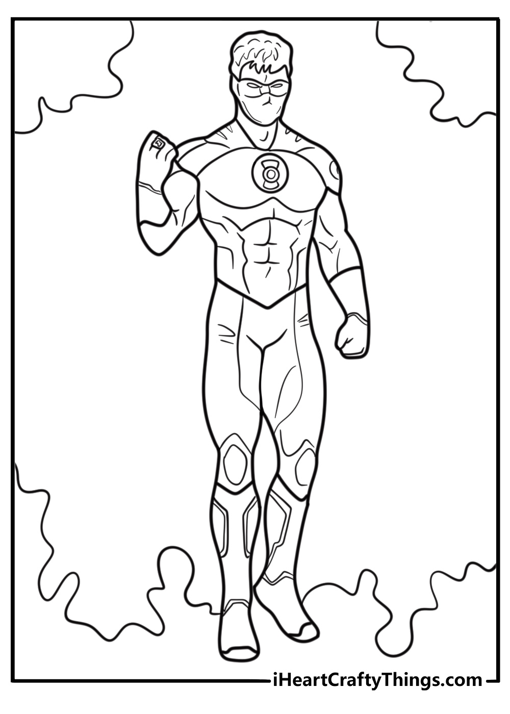 Guy Gardner showing his Green Lantern power coloring page