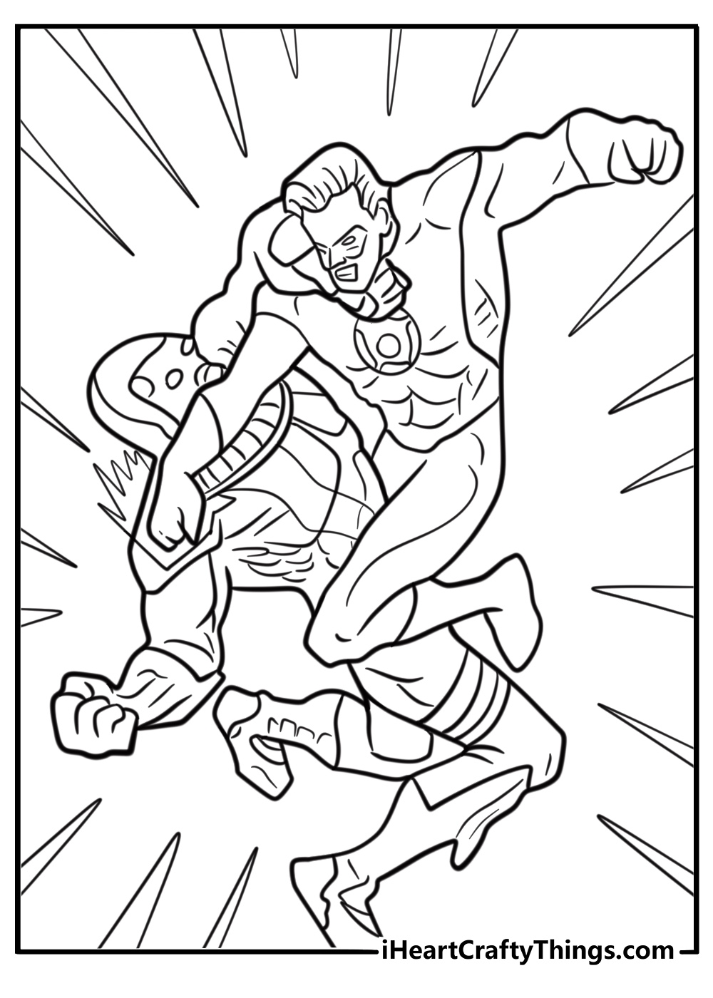 Hal Jordan fighting alien invaders coloring page