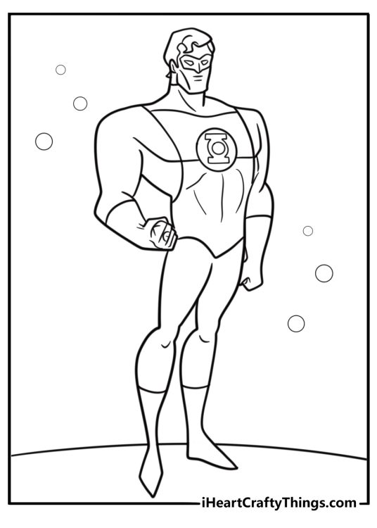 Hal Jordan wearing his Green Lantern suit coloring page