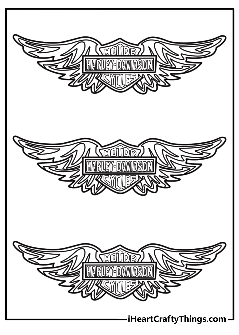 Harley Davidson logo with wings free printable coloring sheet