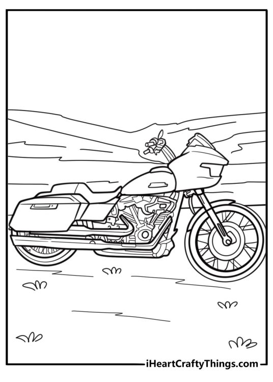 Harley Davidson Road King model detailed coloring page