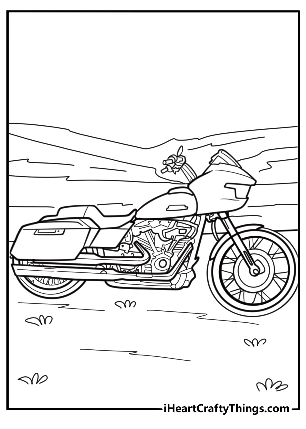 Harley Davidson Road King model detailed coloring page