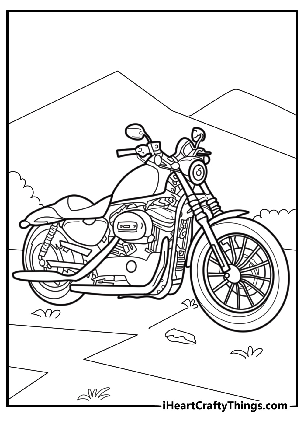 Harley Davidson Sportster model on display coloring page