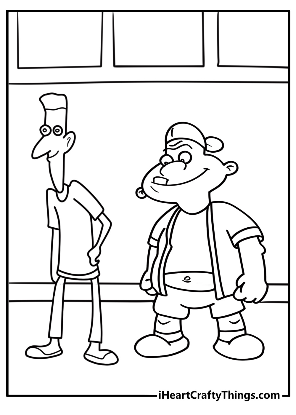 Harold chasing someone down the school hallway coloring page