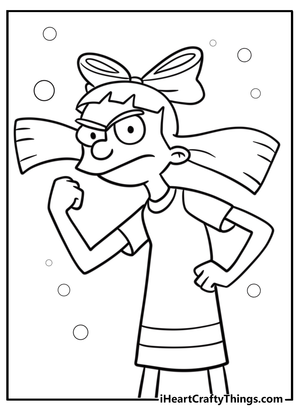 Helga with her pink bow and angry face coloring page