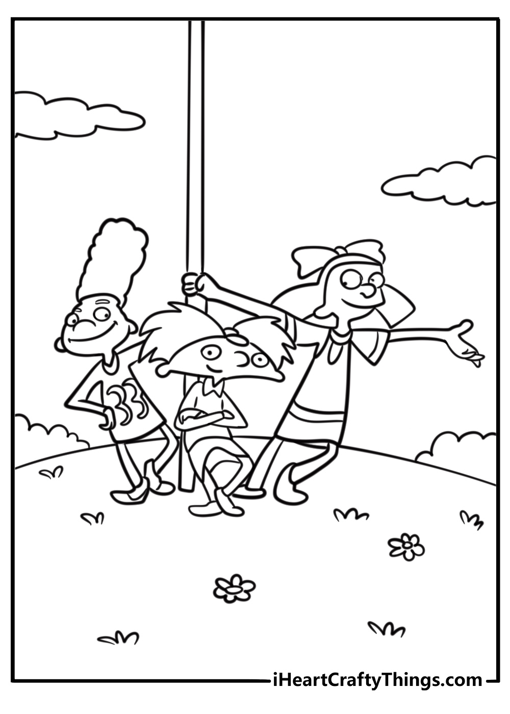 Hey Arnold main characters together coloring page