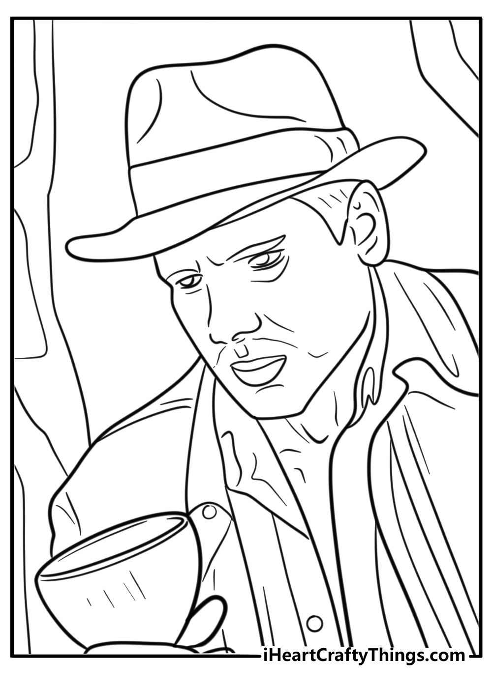 Indiana Jones searching for the Holy Grail coloring page