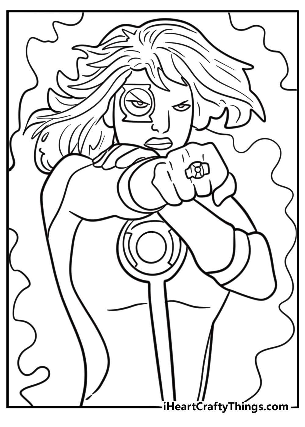 Jessica Cruz using her Green Lantern ring coloring page