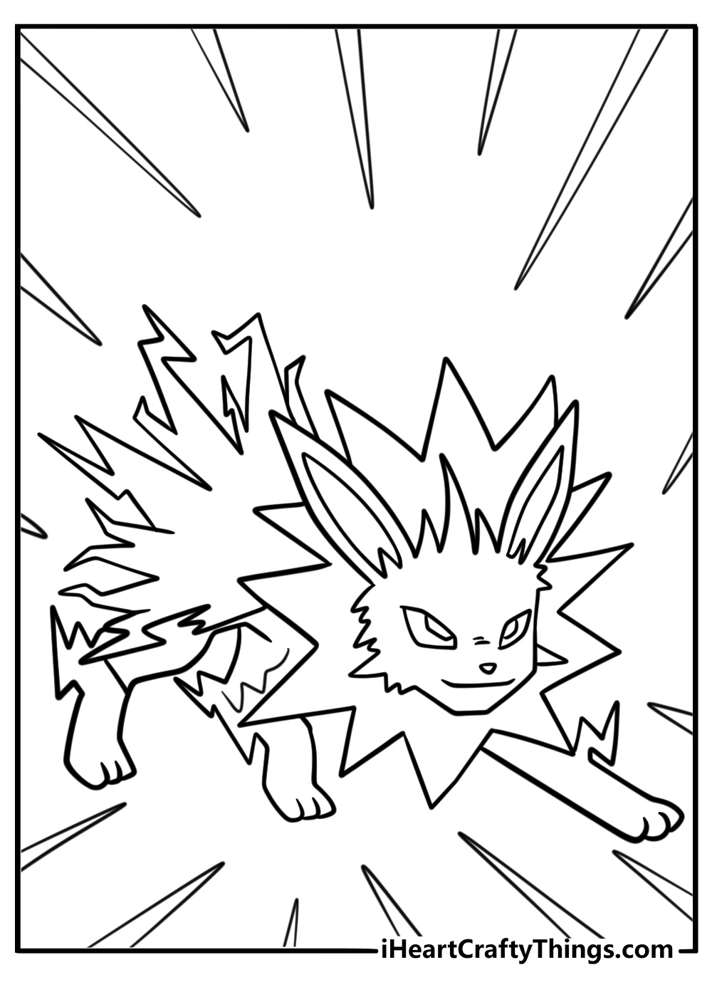 Jolteon charging forward free coloring page pdf