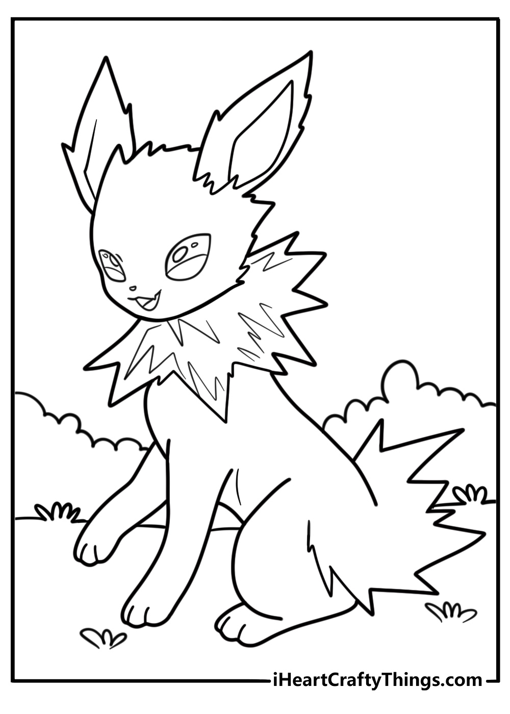 Jolteon facing camera with focused look coloring sheet
