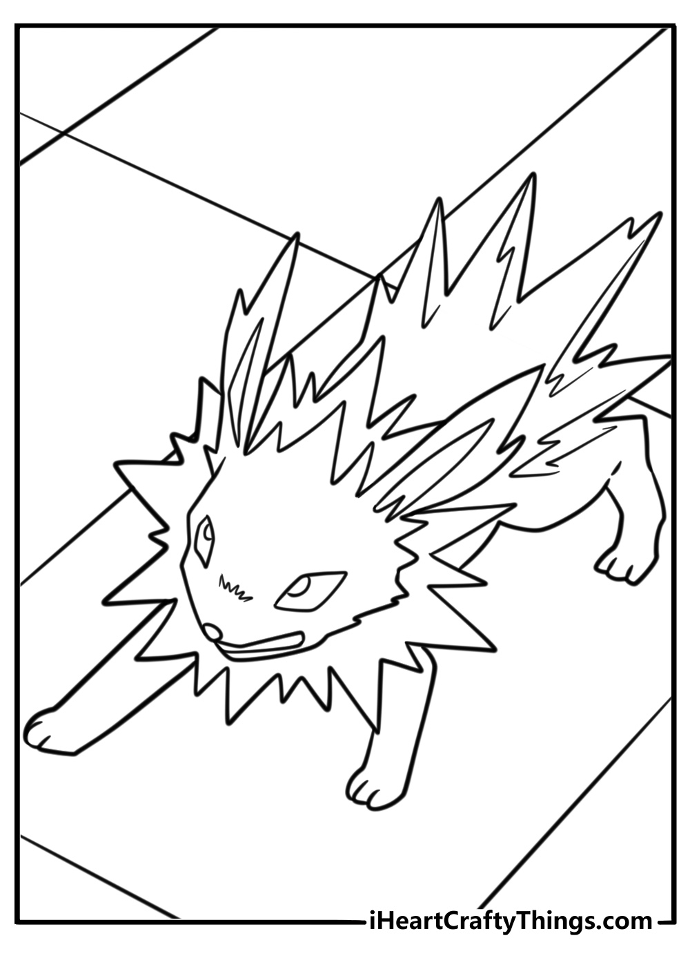 Jolteon in battle stance free coloring page pdf