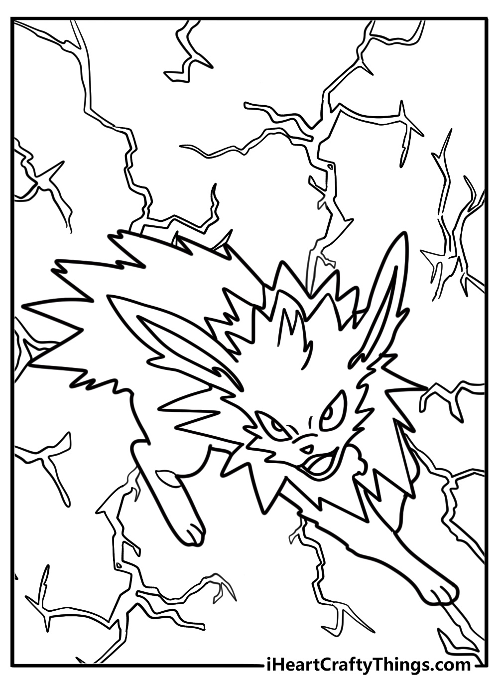 Jolteon in wild nature background coloring page