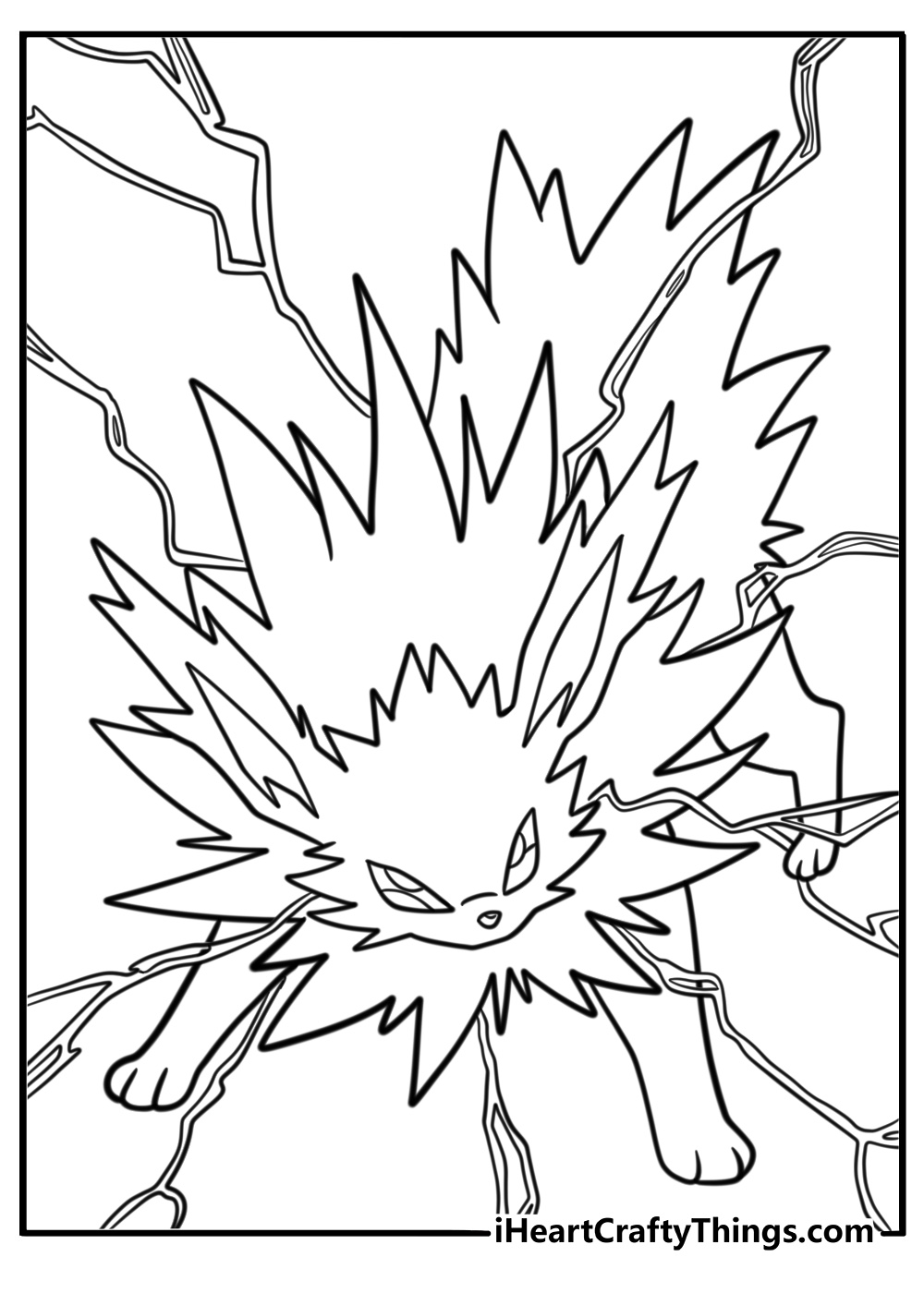 Jolteon part of Eevee evolutions free coloring page pdf