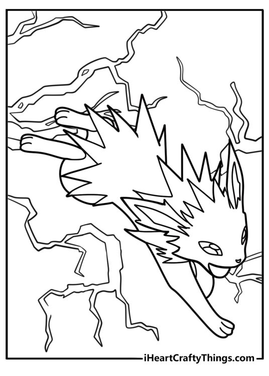 Jolteon ready to attack with electricity coloring sheet