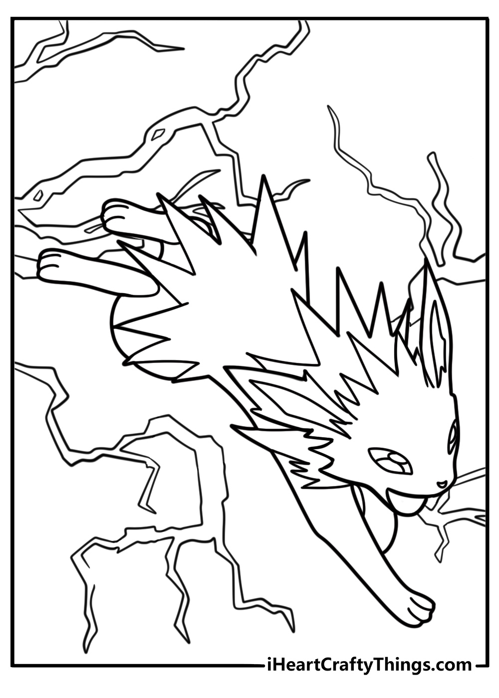 Jolteon ready to attack with electricity coloring sheet