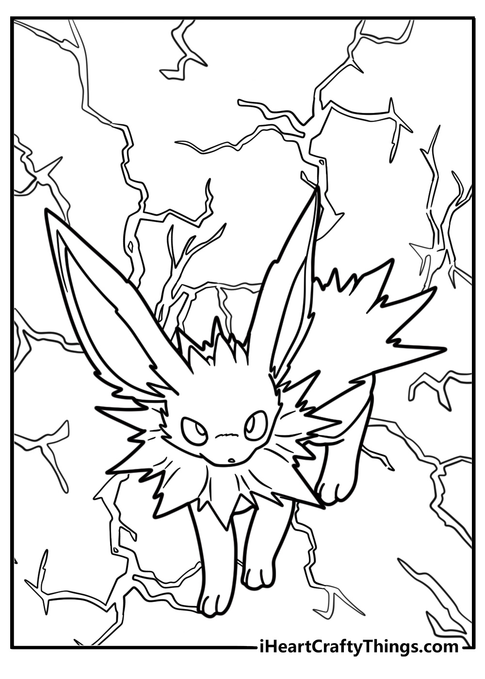 Jolteon releasing electric shock printable coloring sheet
