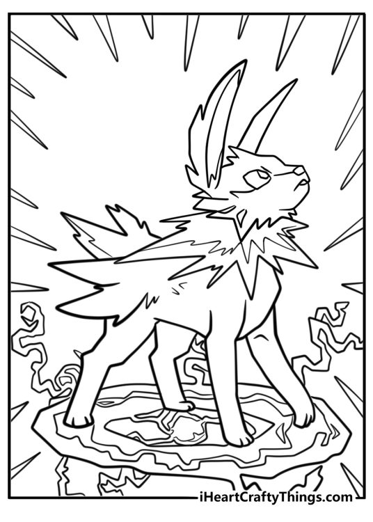 Jolteon with electric sparks around body coloring sheet