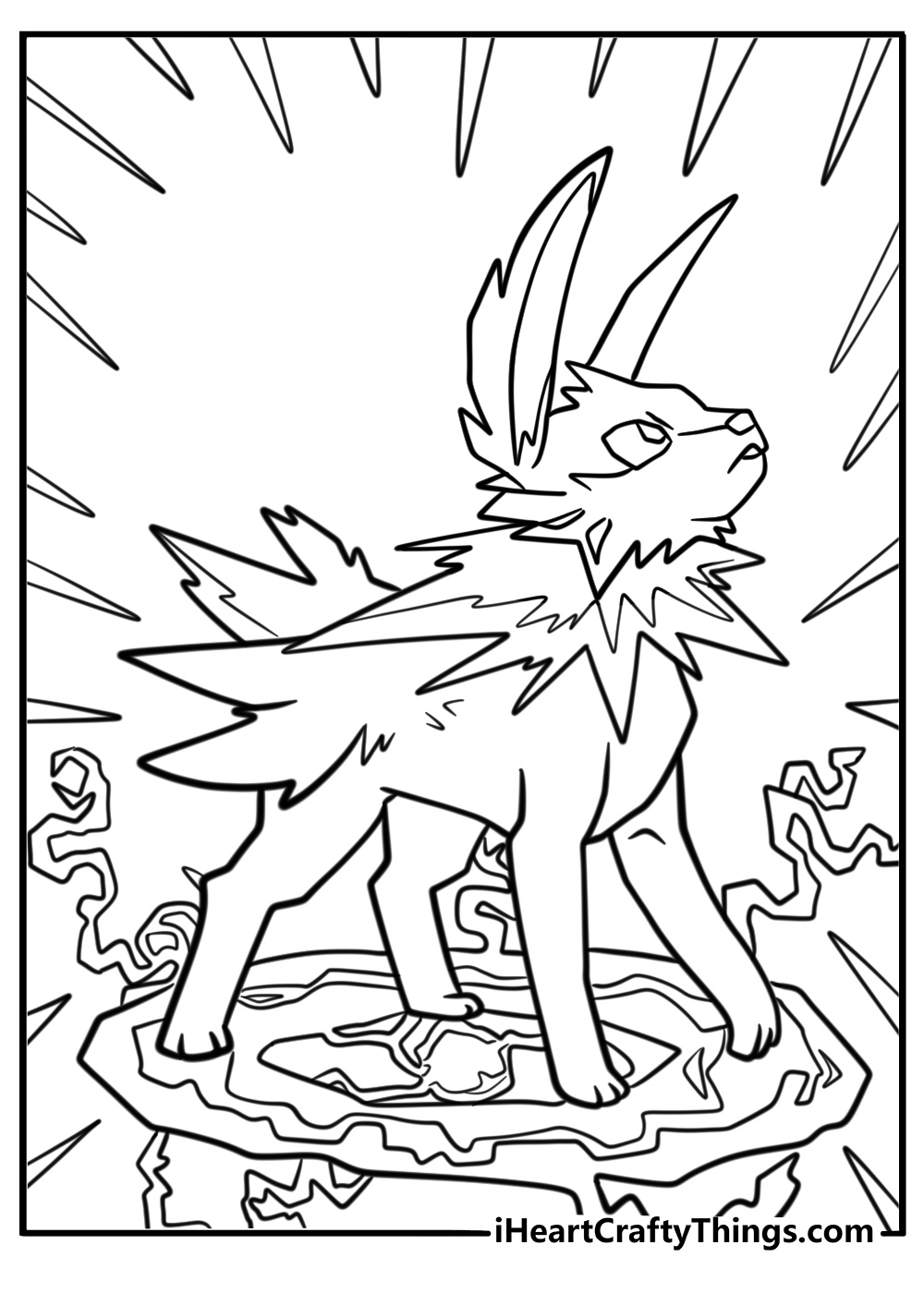 Jolteon with electric sparks around body coloring sheet