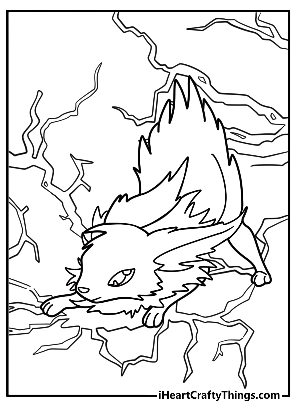 Jolteon with electricity on ground coloring page