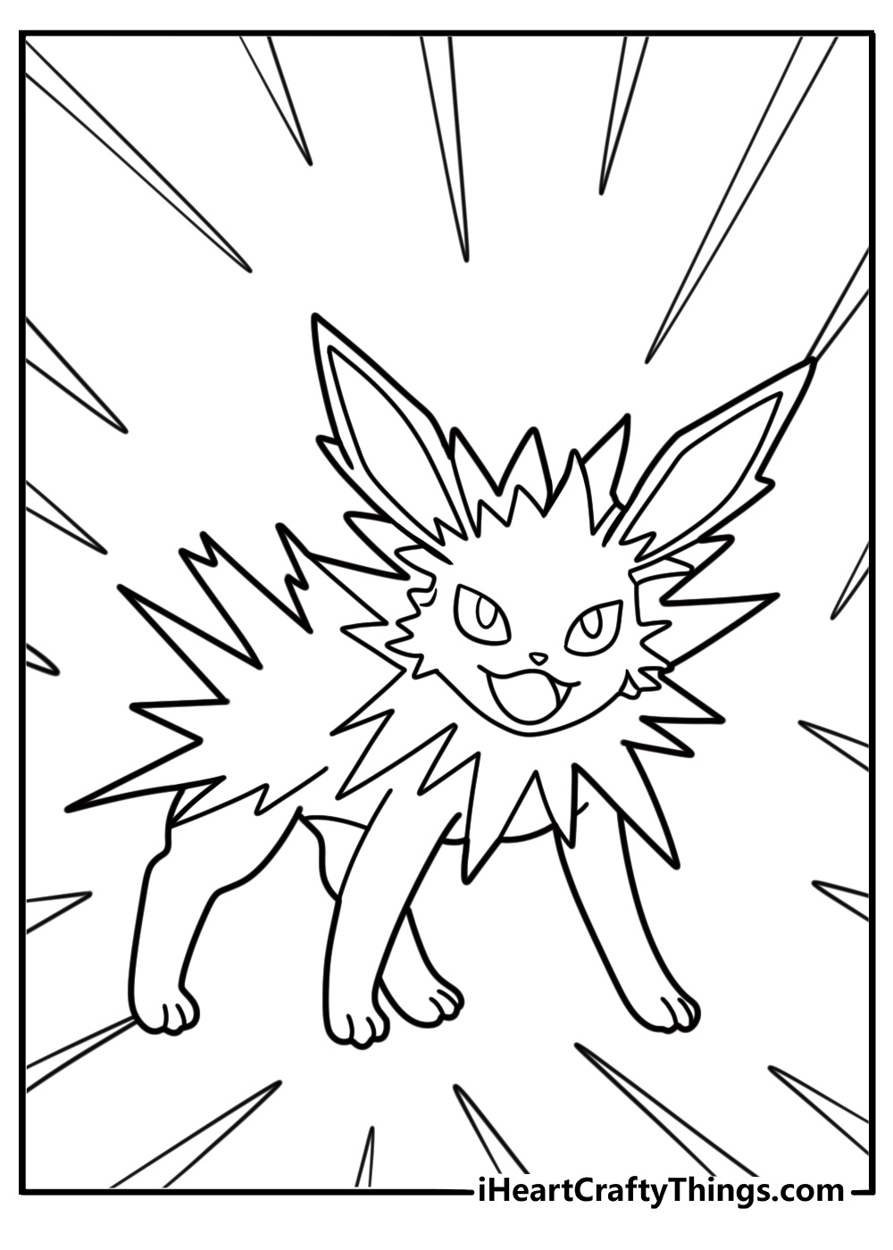 Jolteon with glowing yellow eyes coloring sheet