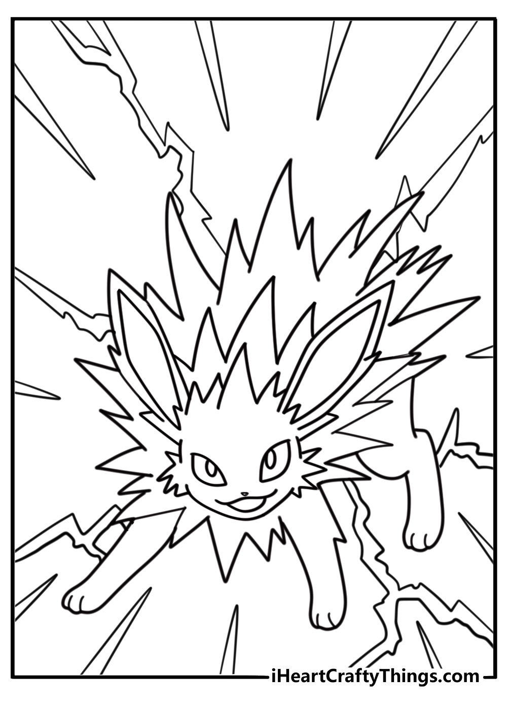 Jolteon with sharp fur detailed coloring page