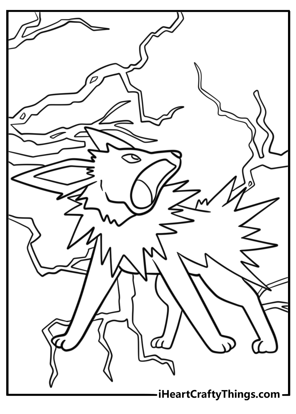 Jolteon with spiky fur free coloring page pdf