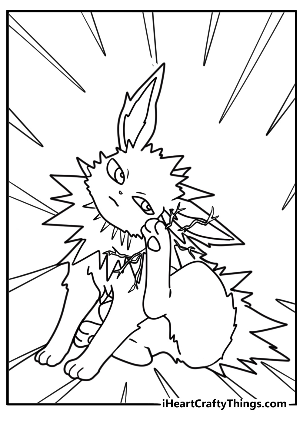 Jolteon with static energy around paws coloring page