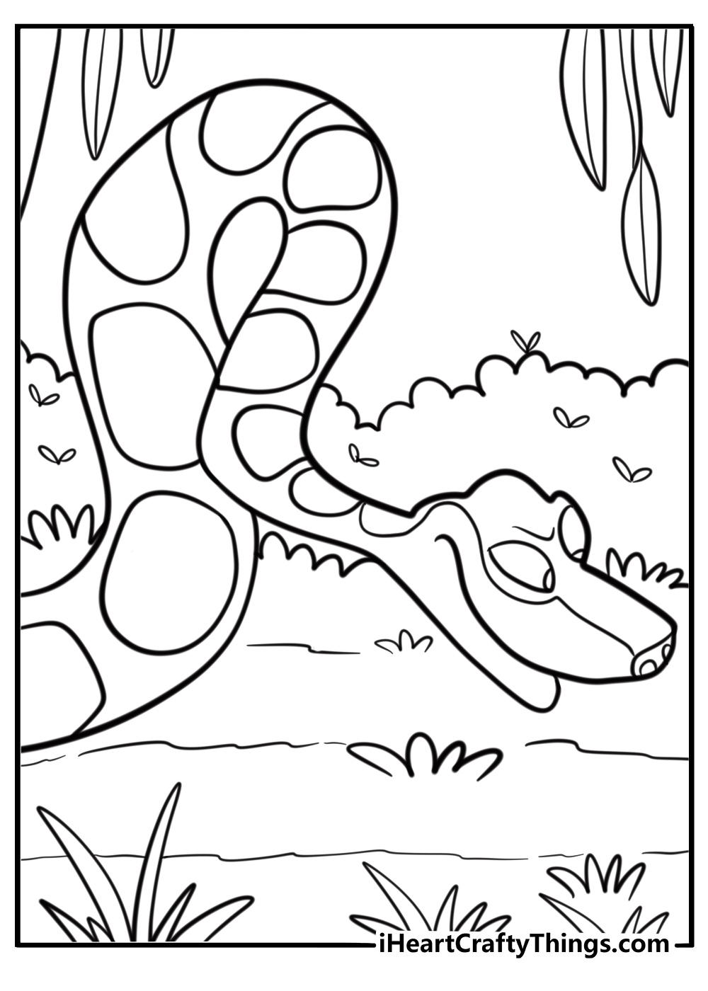 Kaa slithering through the jungle coloring page