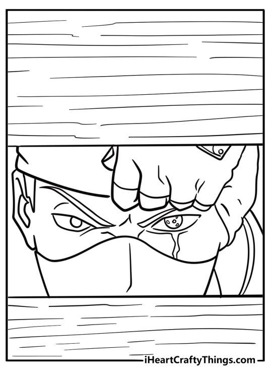 Kakashi copying enemy jutsu with Sharingan coloring page