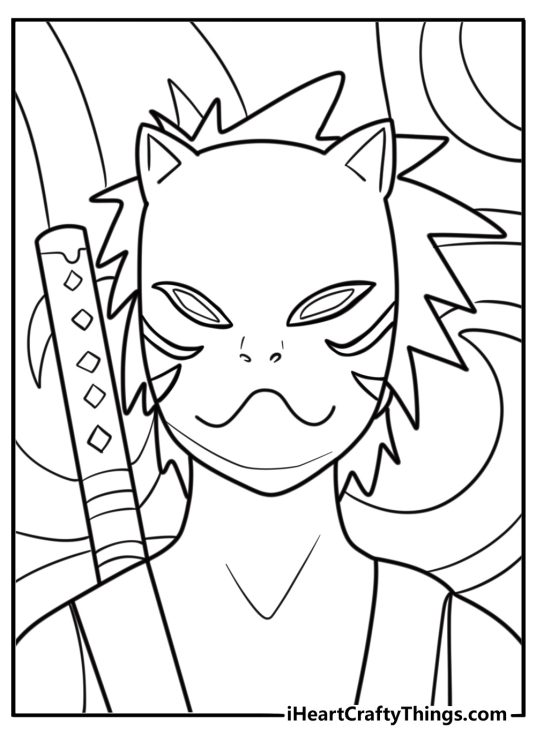 Kakashi in Anbu Black Ops mask coloring page